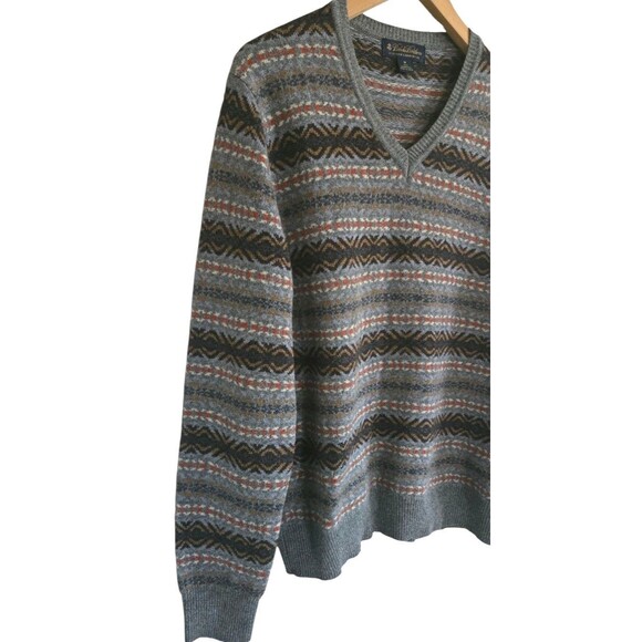 Brooks Brothers Scottish Lambswool Sweater Gray Fair Isle  Mens  Medium - Picture 4 of 6